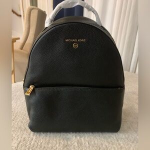 Michael Kors, black leather, backpack, newer tags